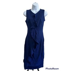 Woosea Navy Ruffle Dress, Sleeveless, Knee Length New Woman Size S 1B